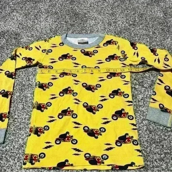 Hanna Andersson Bolt Motorcycle Print Yellow Pajama Top Only  Sz 8 US 130cm Note - Picture 3 of 10
